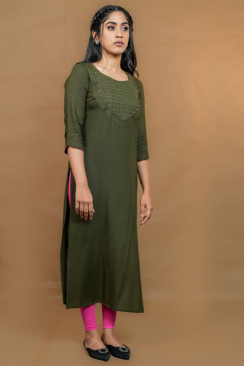 Mehndi Green kurti palazzo - ELZ Fashions - Clothing Brand